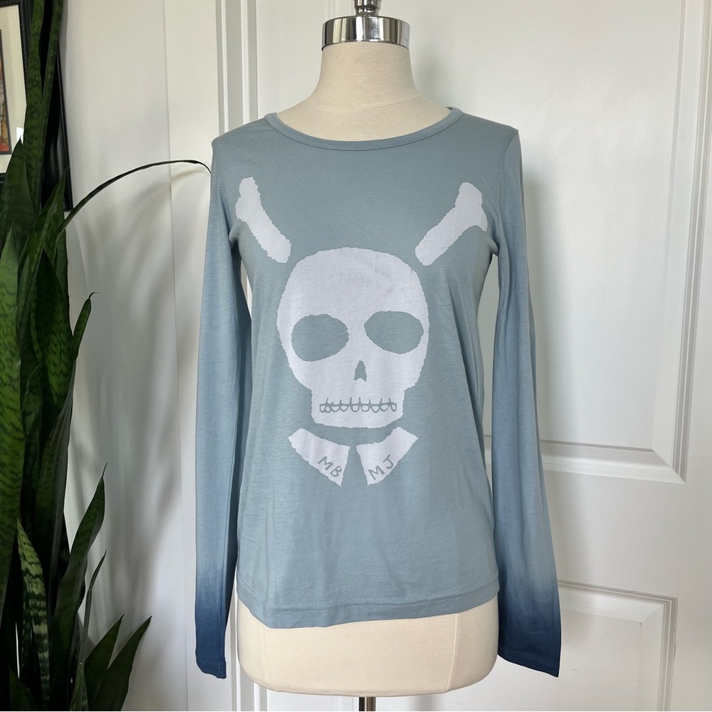 Marc by Marc Jacobs Blue Long Sleeve Skull Graphic Tee